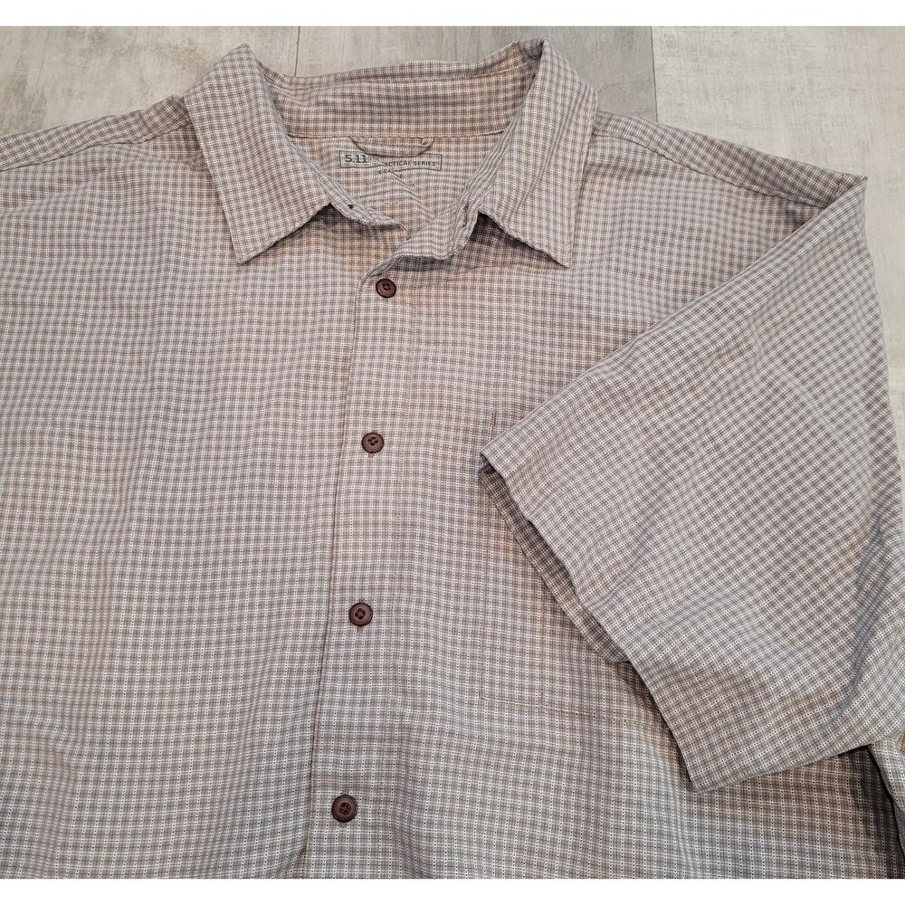 5.11 Tactical Series Men's X-Large Short Sleeve Snap Button Grid Check Shirt